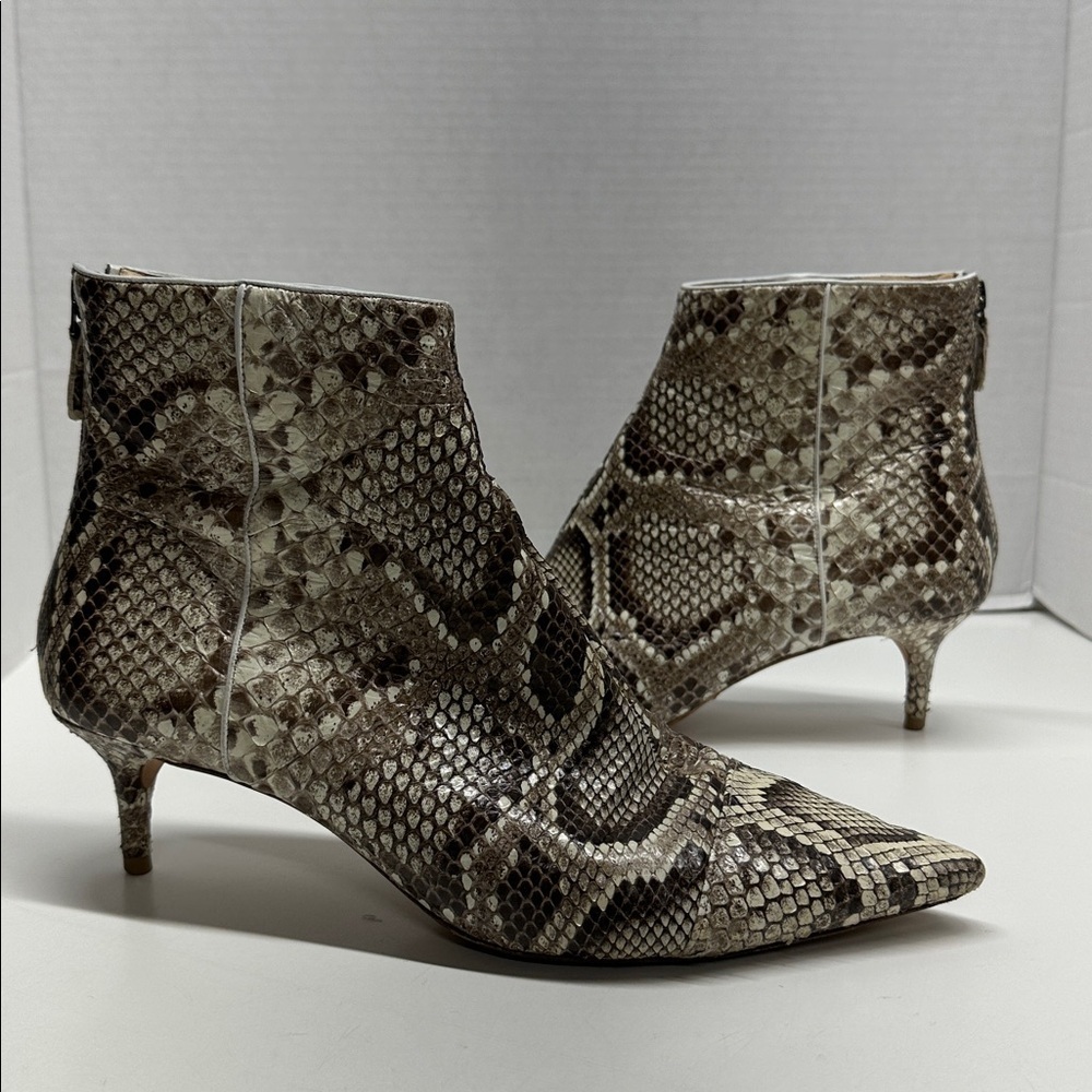 Alexandre Birman Ankle Boots Snakeskin Kitten Heels Heeled Booties Shoes Size 11